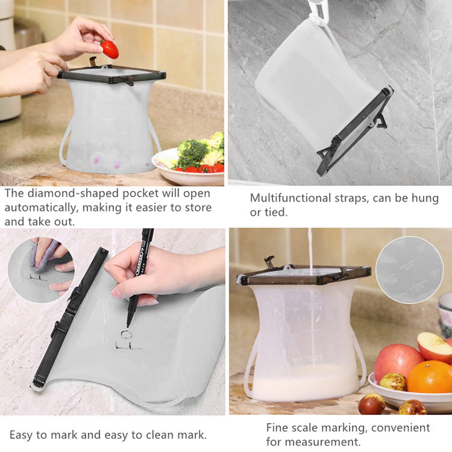 5985 Reusable Silicone Food Storage Bag 3 Bag Set Leakproof Lock Reusable Flat Bottom Freezer Bags Sandwich Bags Silicone Food Grade Kids Snack Bags Bpa Free Microwave Dishwasher Safe